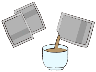 抽出された漢方薬をコップに注いでいるイラスト