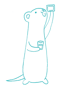 粉薬を飲むフェレットのイラスト